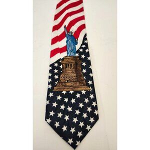 American Flag & Statue Of Liberty Theme Romario Manzini Necktie